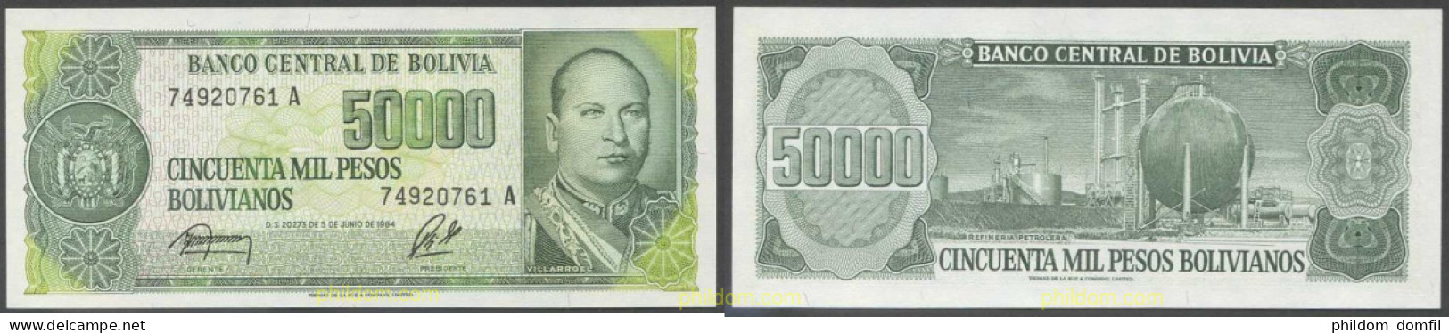 7219 BOLIVIA 1984 BOLIVIA 50000 PESOS BOLIVIANOS 1984 - Bolivien