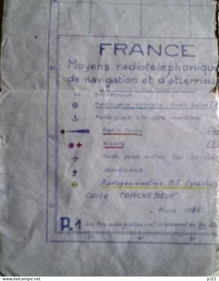 WW2 ? - Carte "FRANCE Moyen Radiotéléphoniques De Navigation Et D'Atterissage" _M275a, B Et C - Aviazione