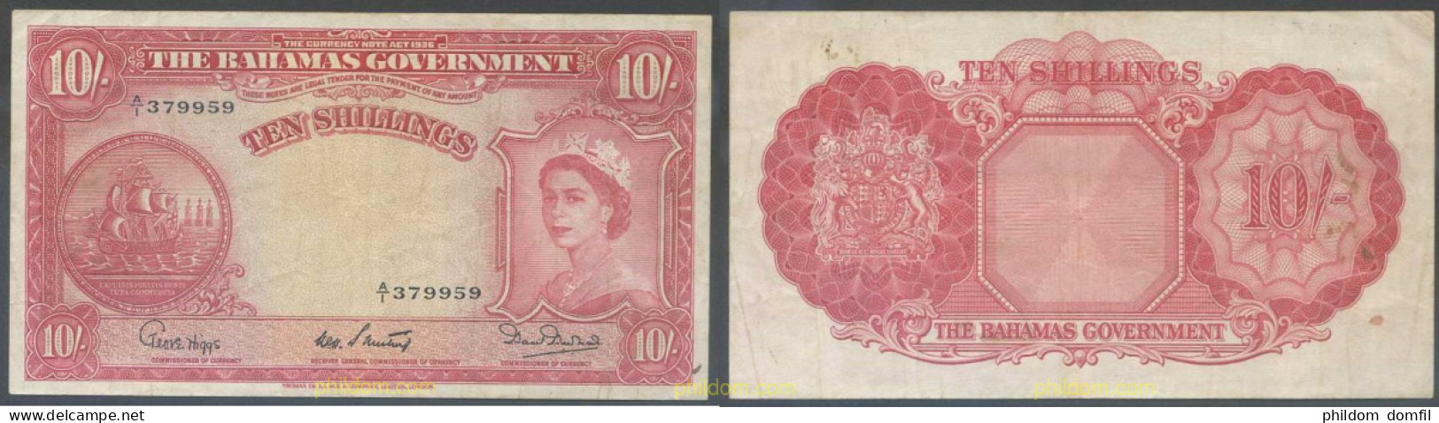 7818 BAHAMAS 1953 BAHAMAS 10 SHILLINGS 1953 - Bahama's