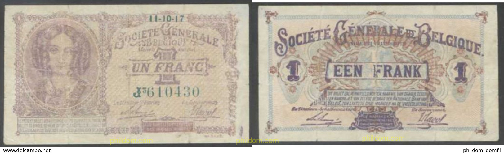 7882 BELGICA 1917 BELGIQUE 1 FRANC 1917 - Collections
