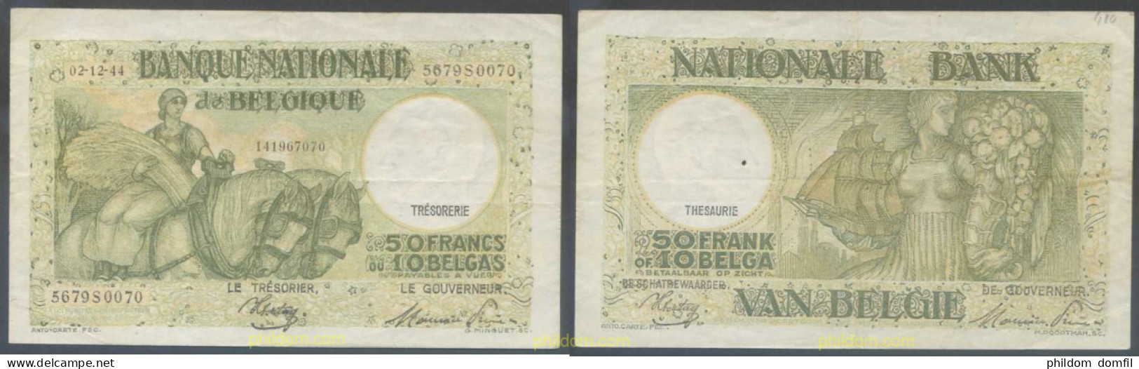 7887 BELGICA 1944 BELGIQUE 50 FRANCS 1944 - Collections