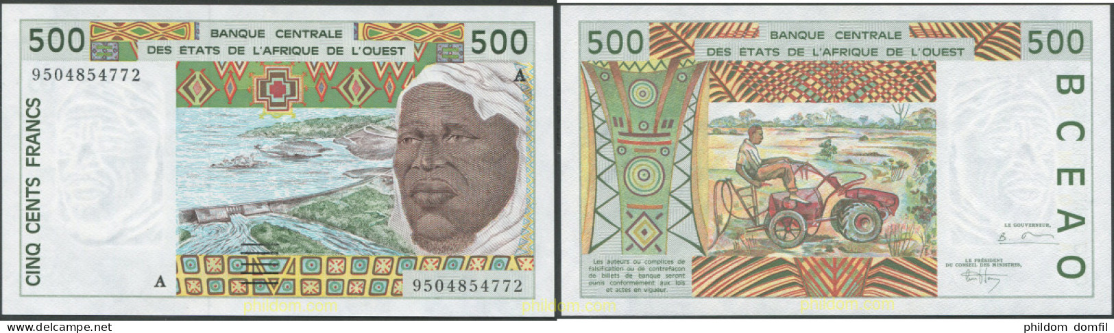 8090 COSTA DE MARFIL 1995 COTE D'IVOIRE WEST AFRICAN STATES 500 FRANCS 1995 A IVORY COAST SIGNATURE 27 - Ivoorkust