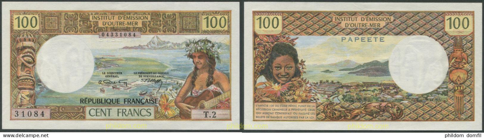 8194 POLINESIA FRANCESA 1973 TAHITI FRENCH POLYNESIA 100 FRANCS PAPEETE 1973 - Papeete (Polynésie Française 1914-1985)