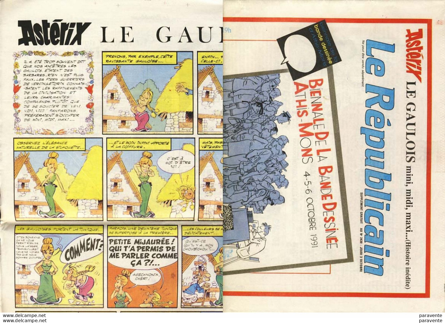 ASTERIX - JC DENIS : Journal LE REPUBLICAIN 1991 Pour Salon Athis Mons - Asterix