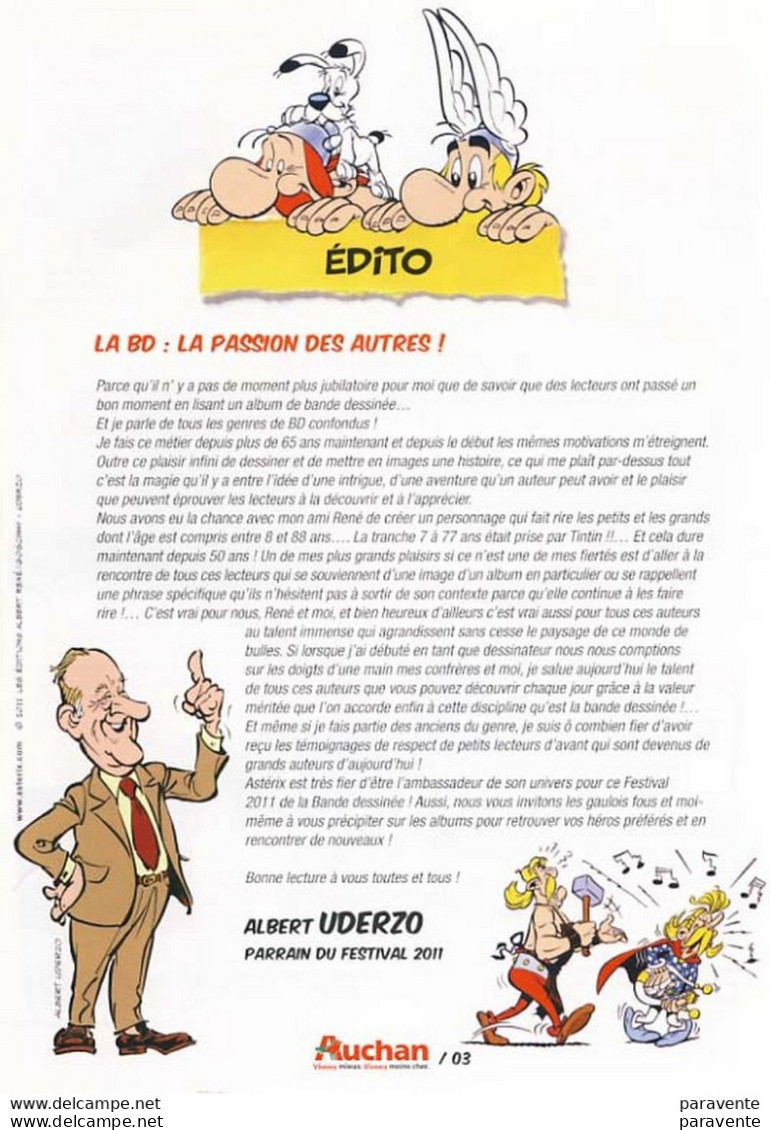 ASTERIX : Catalogue GUIDE DE LA BD Auchan 2011 - Asterix