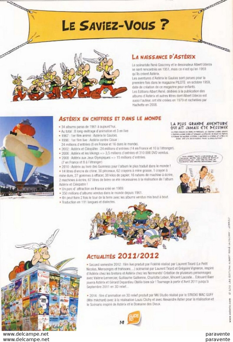 ASTERIX : Catalogue GUIDE DE LA BD Auchan 2011 - Asterix