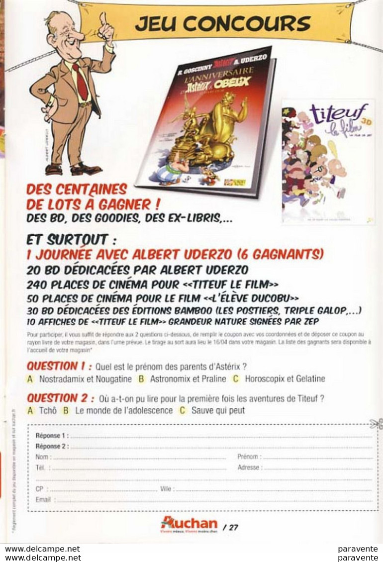 ASTERIX : Catalogue GUIDE DE LA BD Auchan 2011 - Astérix