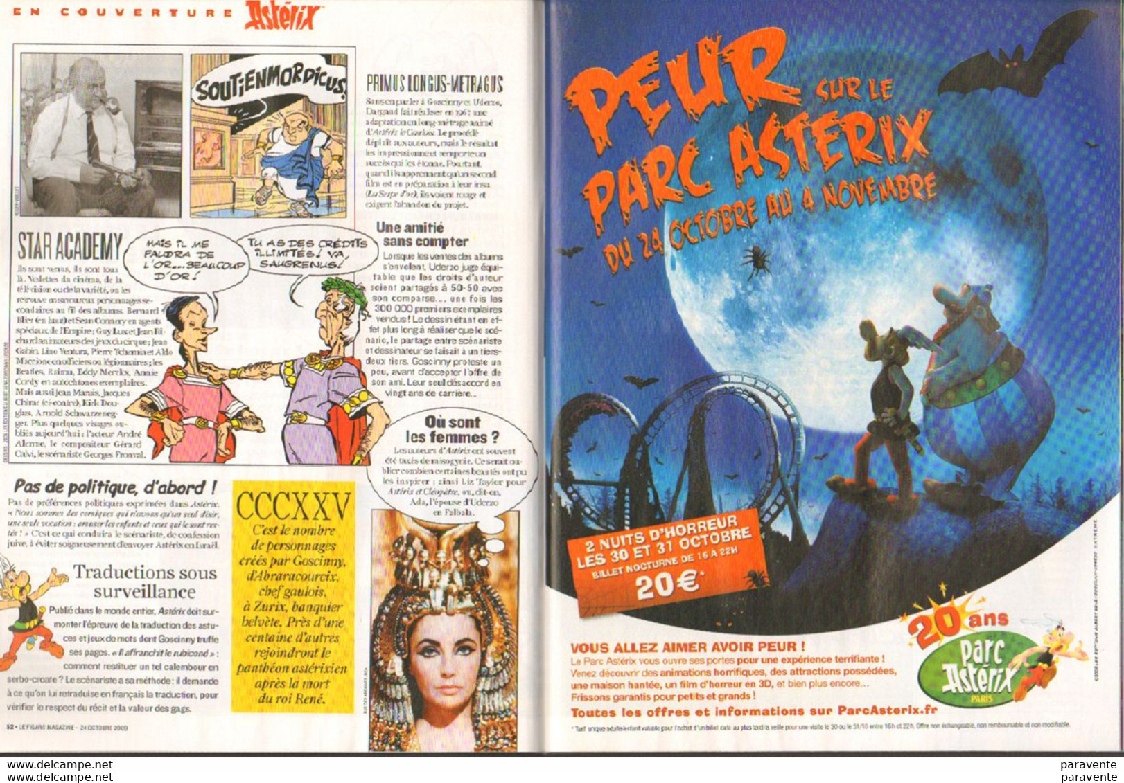 ASTERIX : Magazine FIGARO 2009 - Astérix