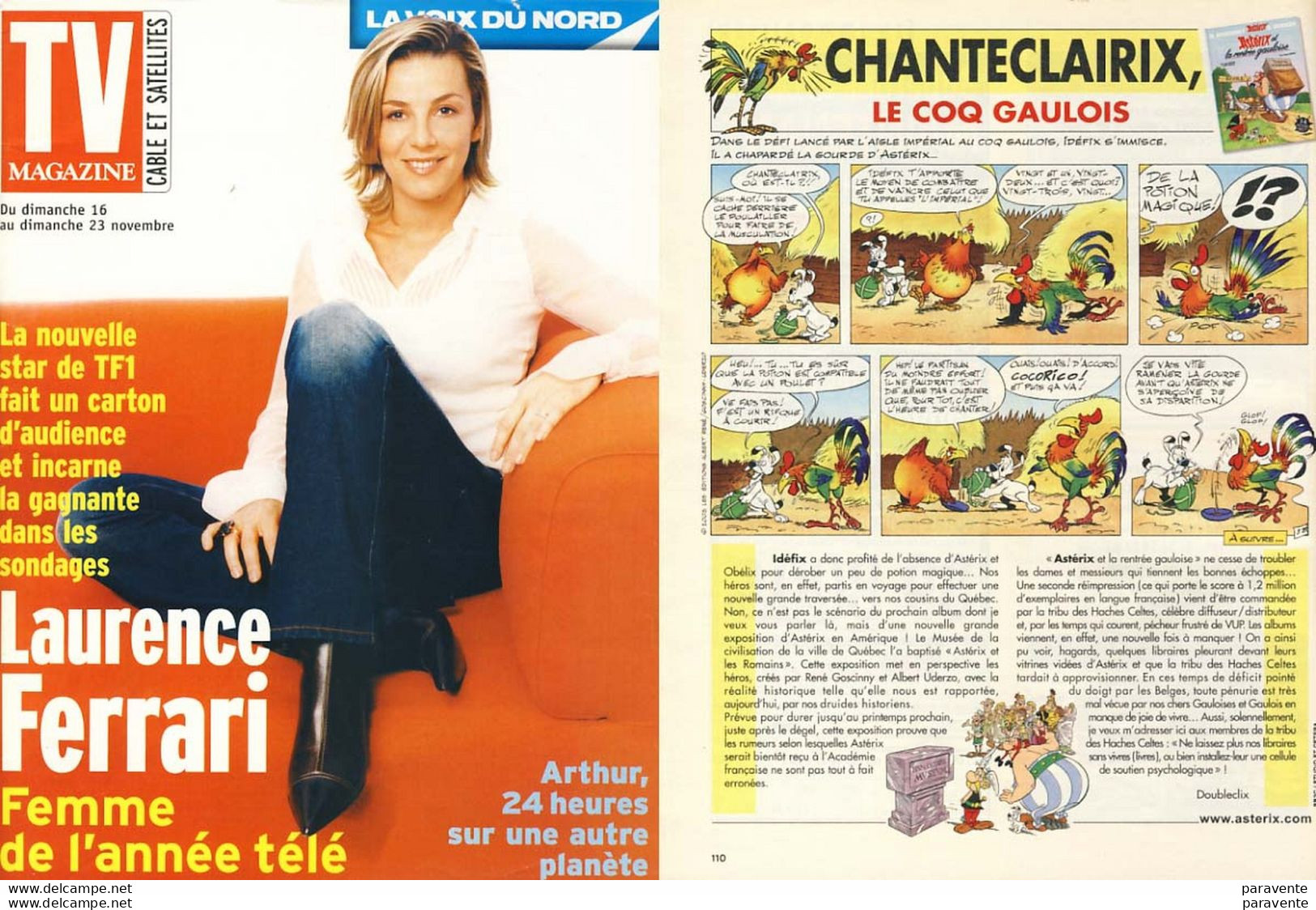 ASTERIX : LOT De 8 TV MAGAZINE La Voix Du Nord 2003 Avec CHANTECLAIRIX - Asterix