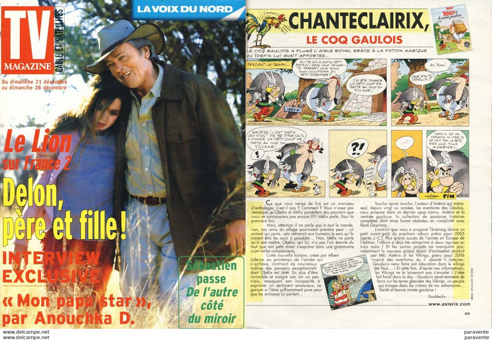 ASTERIX : LOT de 8 TV MAGAZINE la voix du nord 2003 avec CHANTECLAIRIX