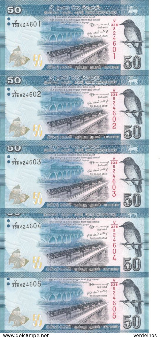 SRI LANKA 50 RUPEES 2021 UNC P 124 H ( 5 Billets ) - Sri Lanka