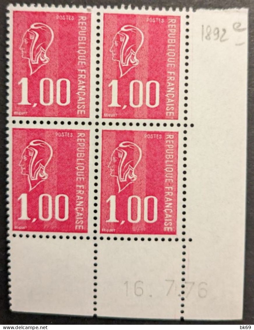 1892e ** Papier Carton Du 16-07-1976 Béquet 1F Rouge Cote 30€ - 1970-1979