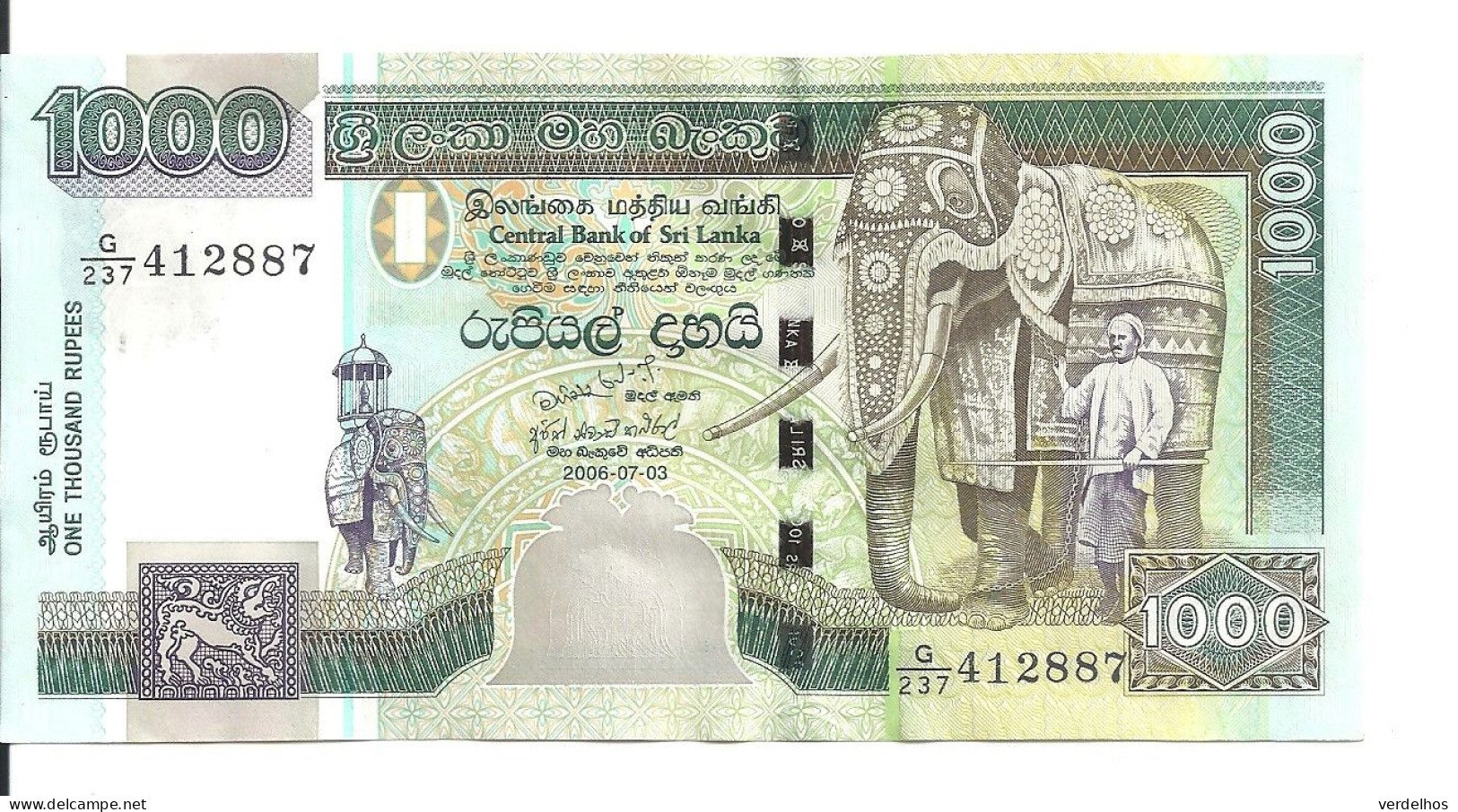 SRI LANKA 1000 RUPEES 2006 AUNC P 120 D - Sri Lanka