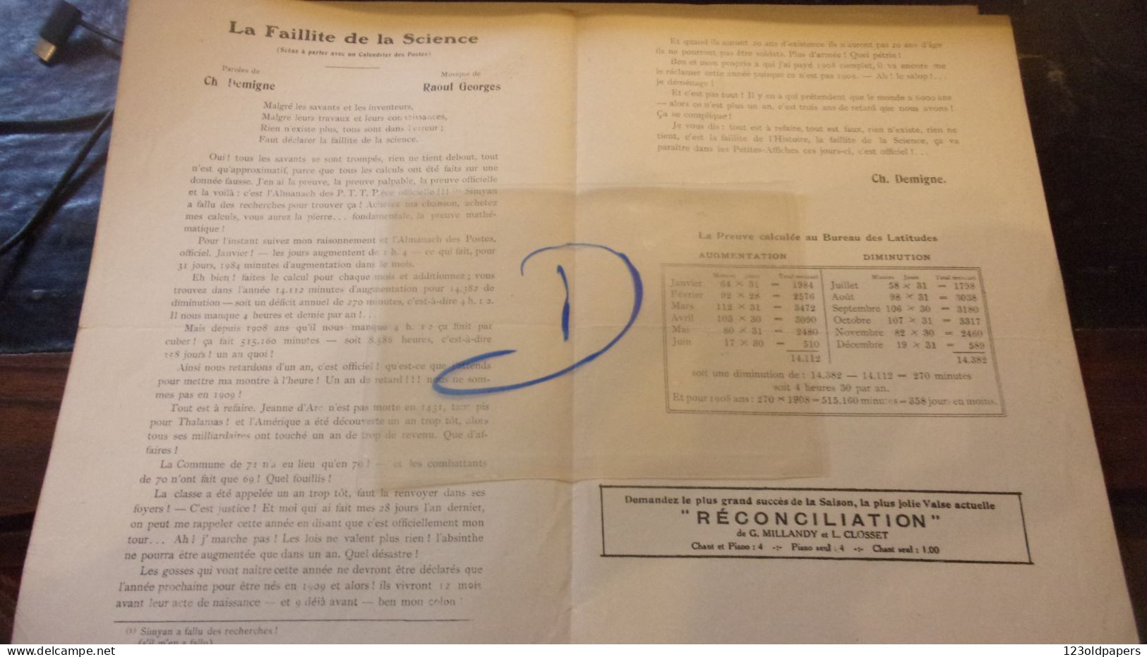 ILLUSTRE POUSTHOMIS DEMIGNE LA FAILLITE DE LA SCIENCE 1908 LUNE MEDECIN SCENE A PARLER - Scores & Partitions