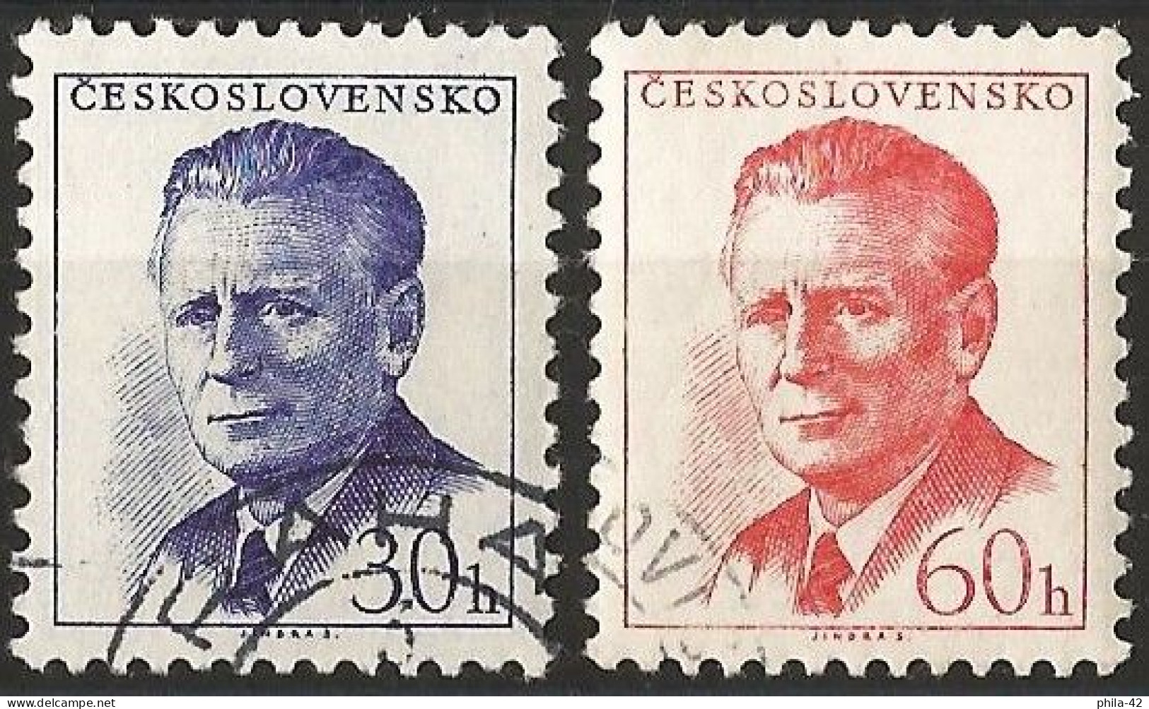 Czechoslovakia 1958 - Mi 1081 Ca & 1082 C - YT 992/93 ( Antonín Novotný, President ) Perf. 11¾ X 11¼ - Usati