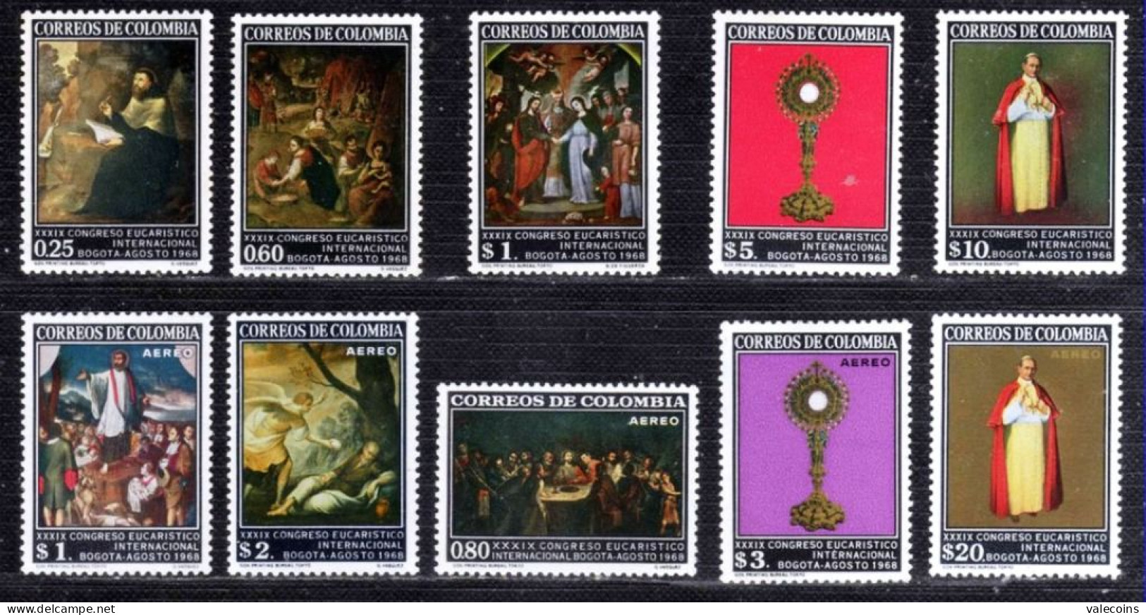 # COLOMBIA - 1968 - 39° Congreso Eucaristico International - Set 10 Stamps MNH     MyRef:DG/DM - Ungebraucht