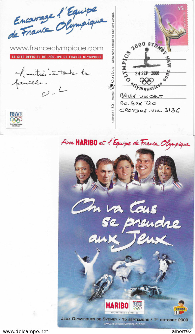 2000  Jeux Olympiques De Sydney: La Gymnastique Artistique ( Carte Officielle De L'Equipe De France Olympique) - Sommer 2000: Sydney