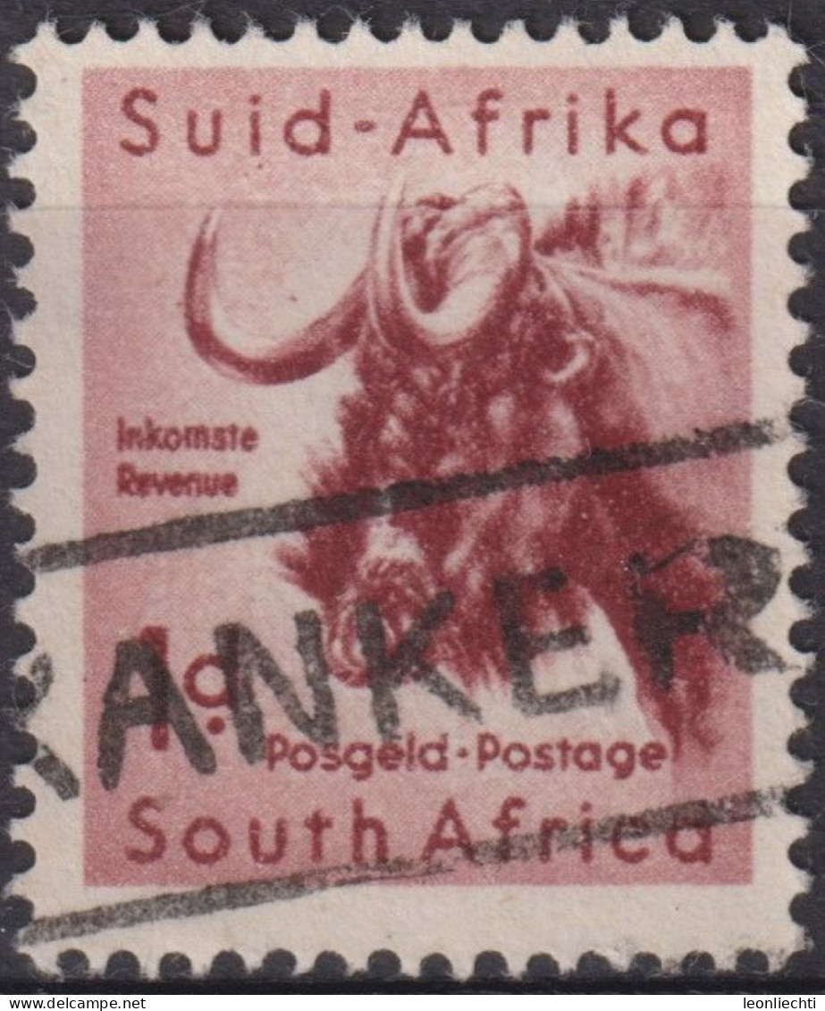 1954  Südafrikanische Union ° Mi:ZA 240, Sn:ZA 201, Yt:ZA 202, Black Wildebeest (Connochaetes Gnou), Wildtiere - Gebraucht