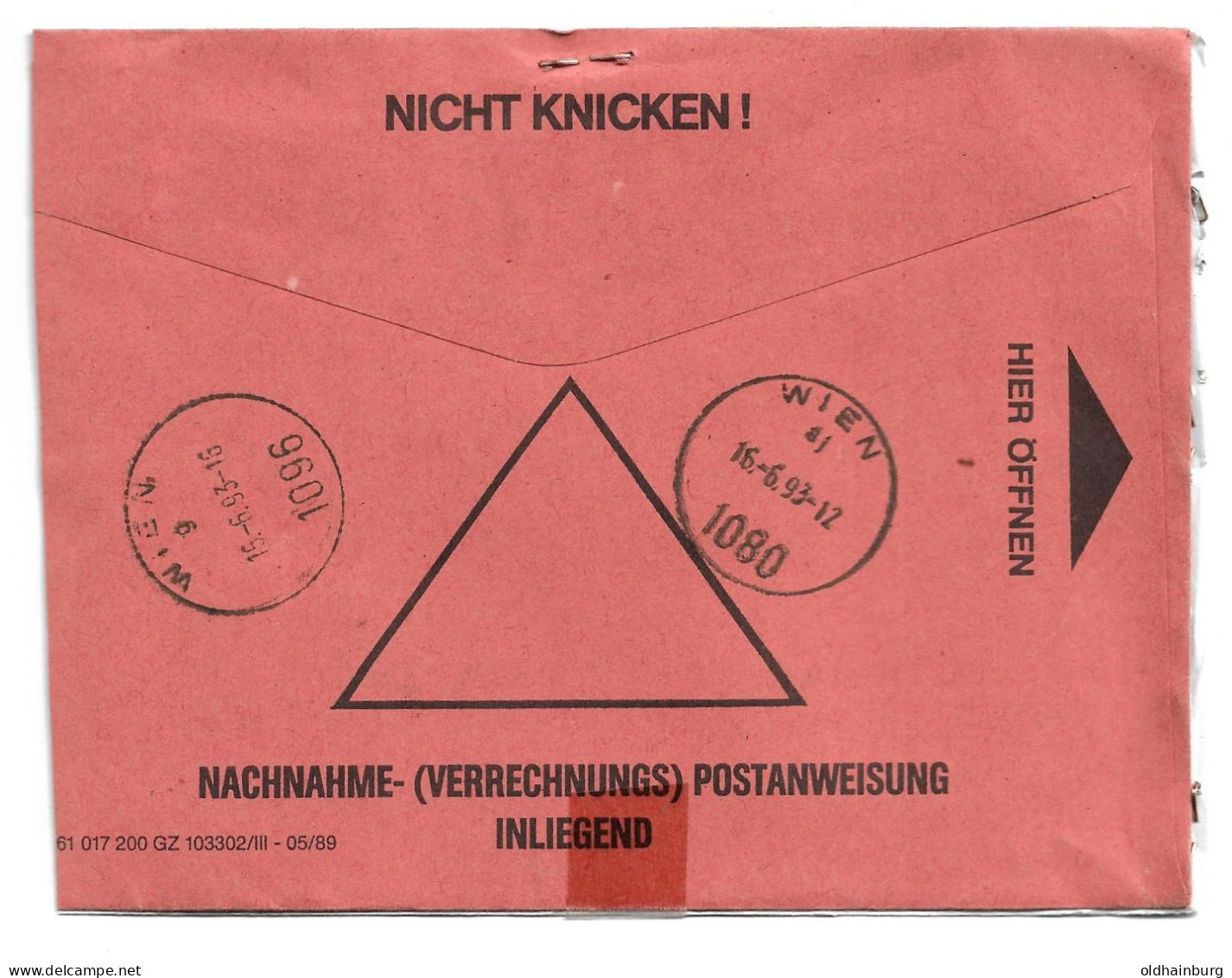 1619c: ATM 31.00 EF Auf Nachnahme- Brief 2534 Alland 26.9.1993 - Baden Bei Wien