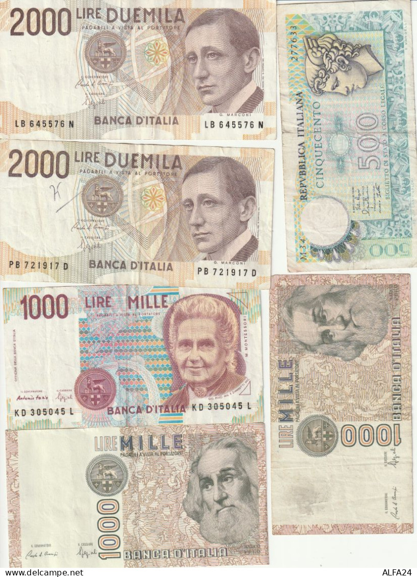 BANCONOTA LOTTO 6 BANCONOTE ITALIA VF 500-1000-2000   (B_799 - Other & Unclassified