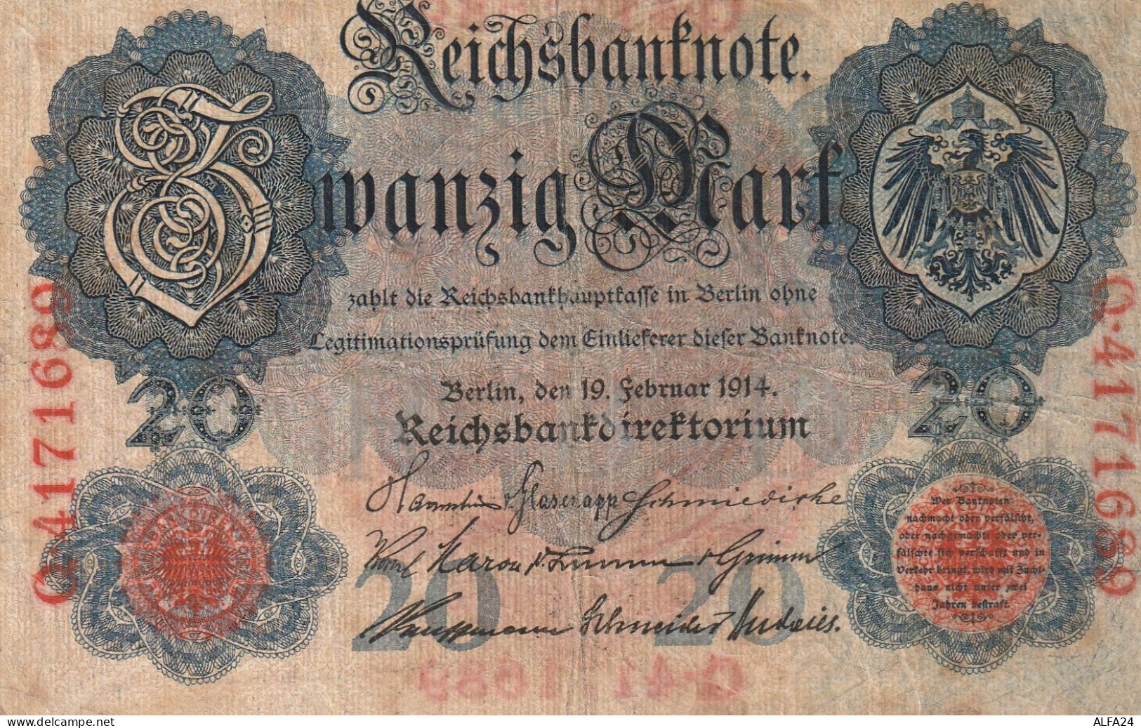 BANCONOTA GERMANIA 1914 20 VF  (B_655 - 20 Mark