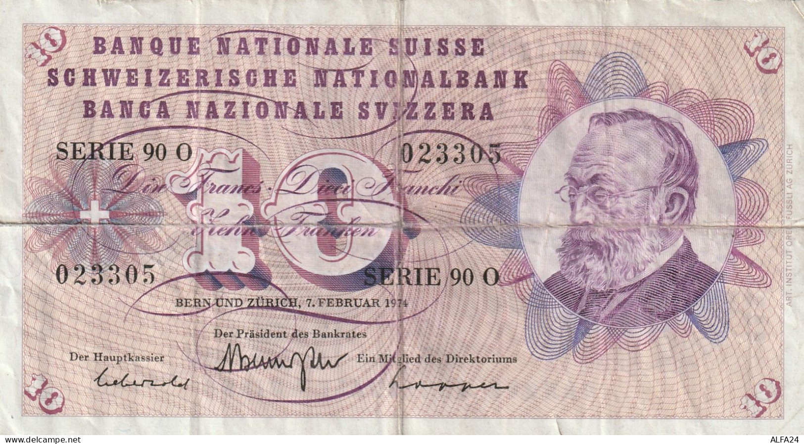 BANCONOTA SVIZZERA 10 1974 VF  (B_543 - Switzerland