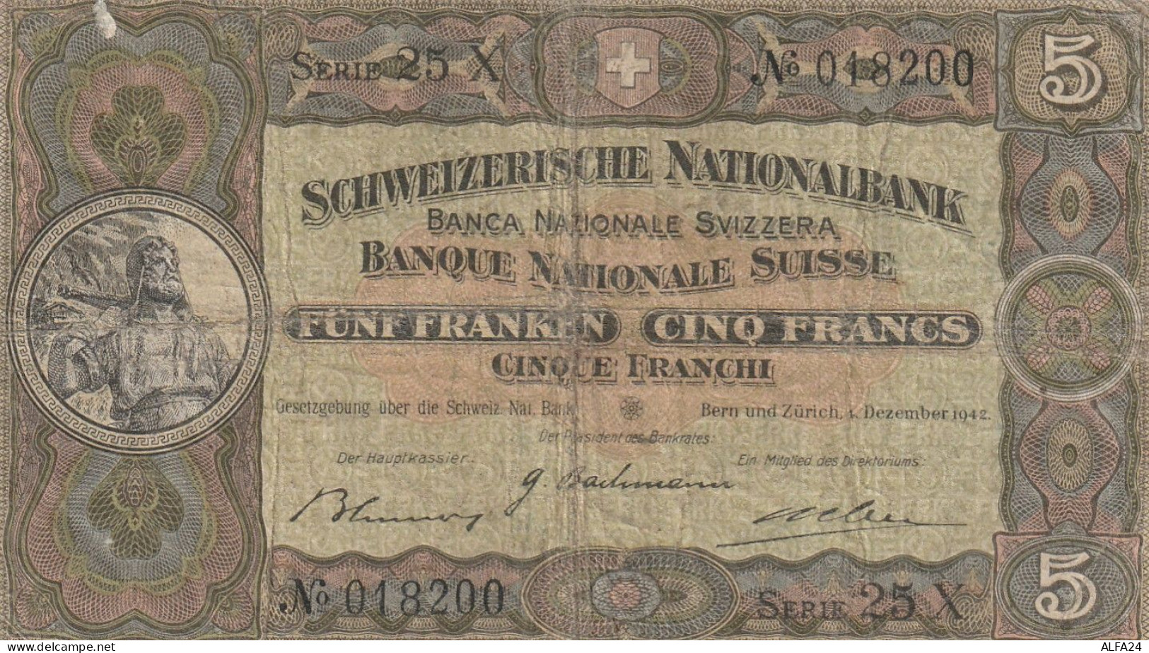 BANCONOTA SVIZZERA 1951 5 VF  (B_556 - Svizzera