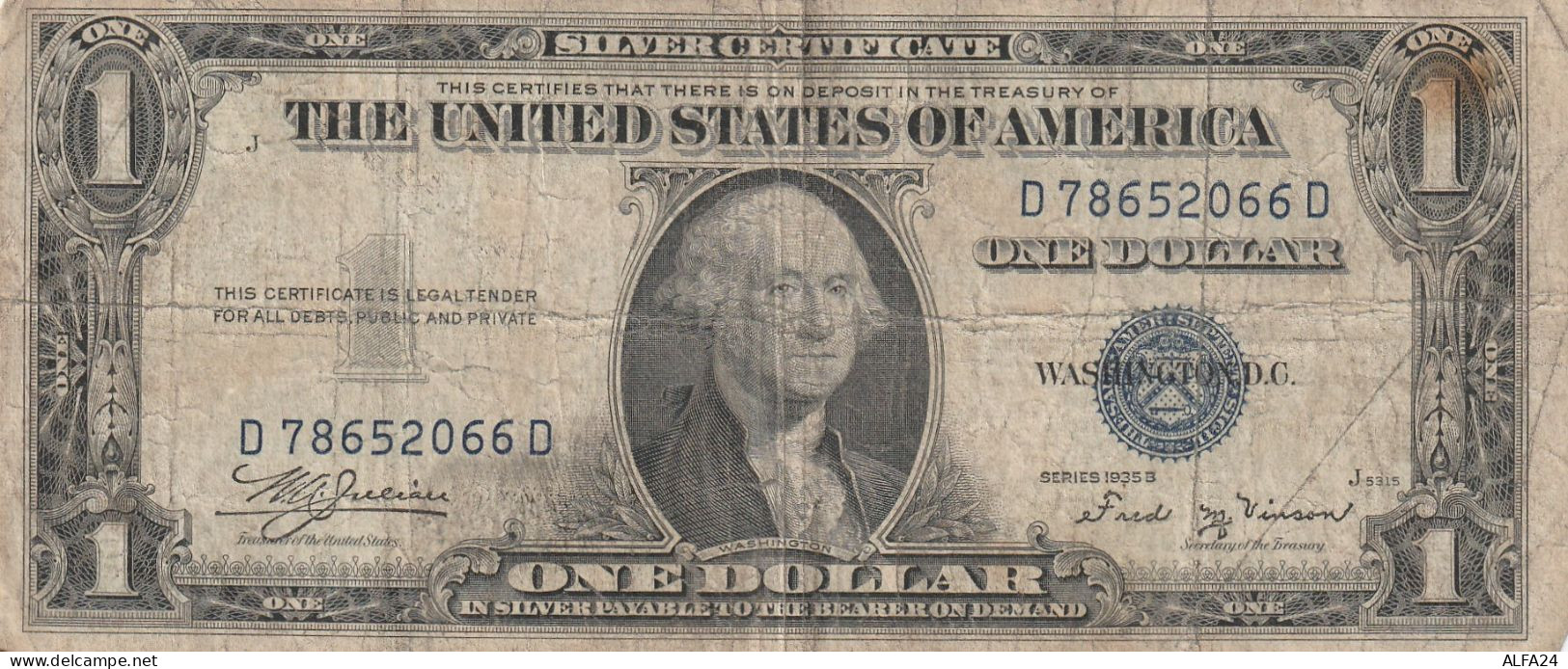 BANCONOTA USA -1935 Silver Certificates - Small Size Series Of 1935 -1 DOLLAR VF  (B_490 - Billetes De Estados Unidos (1928-1953)