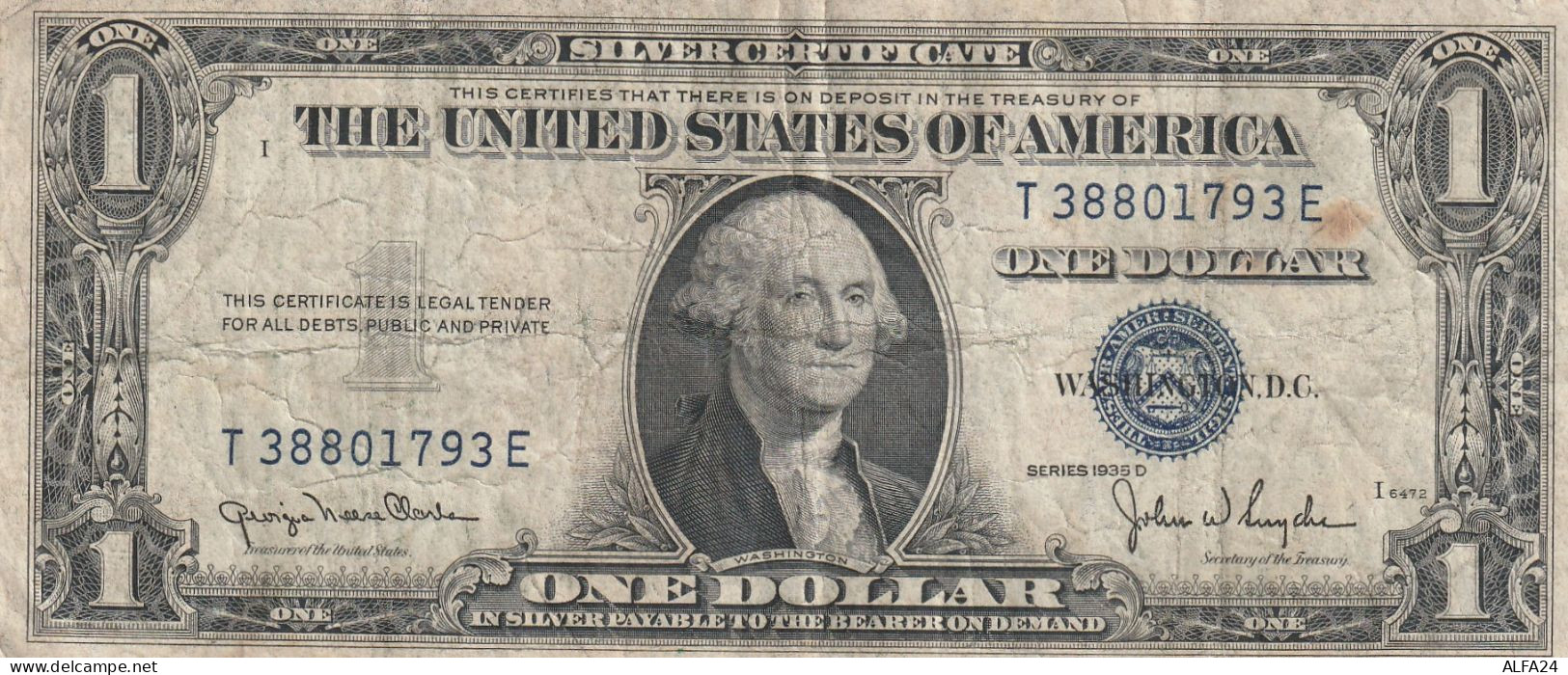 BANCONOTA USA -1935 Silver Certificates - Small Size Series Of 1935 -1 DOLLAR VF  (B_485 - Biglietti Degli Stati Uniti (1928-1953)