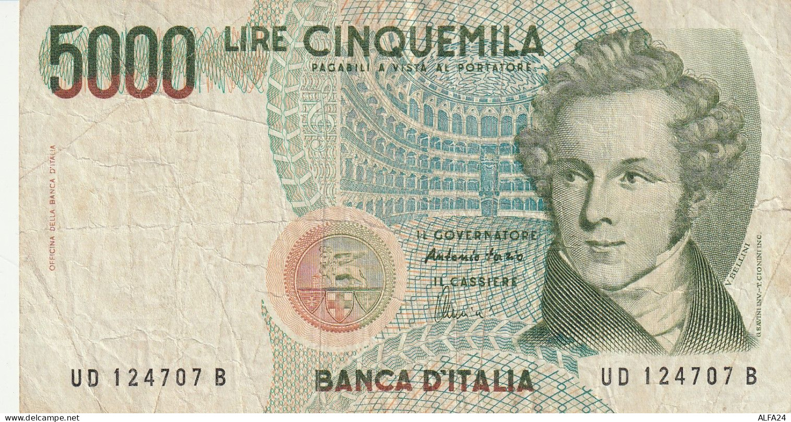 BANCONOTA ITALIA L.5000 BELLINI VF  (B_435 - 5.000 Lire