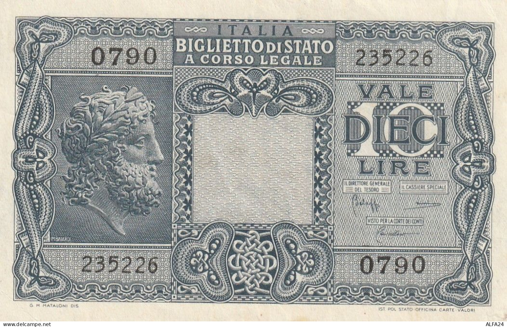 BANCONOTA ITALIA REGNO BIGLIETTO DI STATO LIRE 10 UNC  (B_424 - Italia – 10 Lire