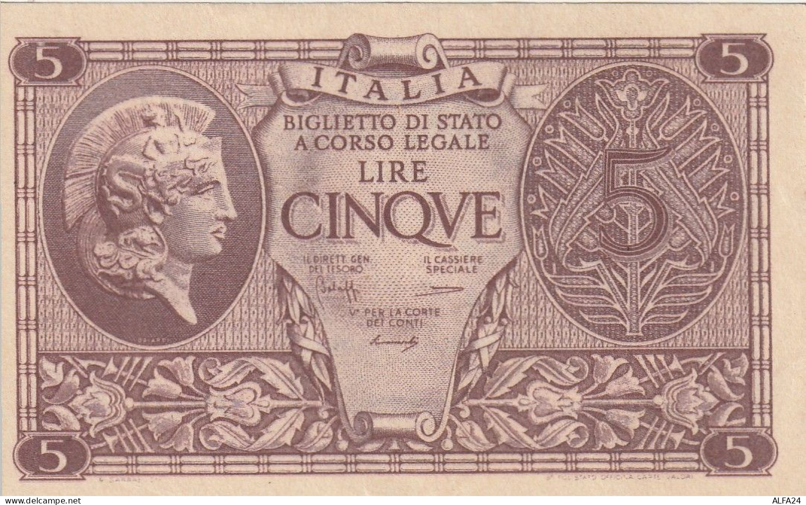 BANCONOTA ITALIA REGNO BIGLIETTO DI STATO LIRE 5 UNC  (B_416 - Italia – 5 Lire