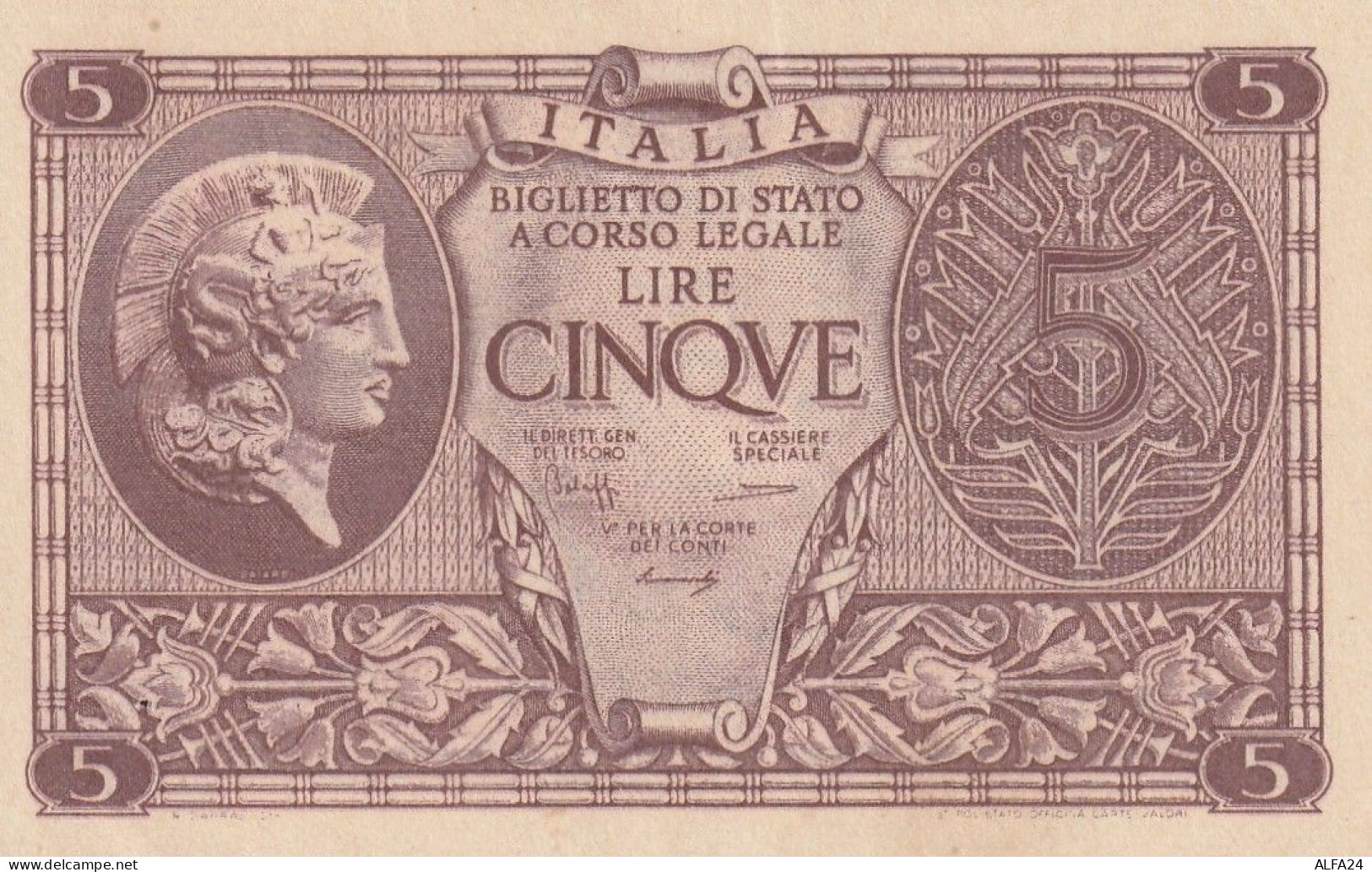 BANCONOTA ITALIA REGNO BIGLIETTO DI STATO LIRE 5 UNC  (B_415 - Italië– 5 Lire