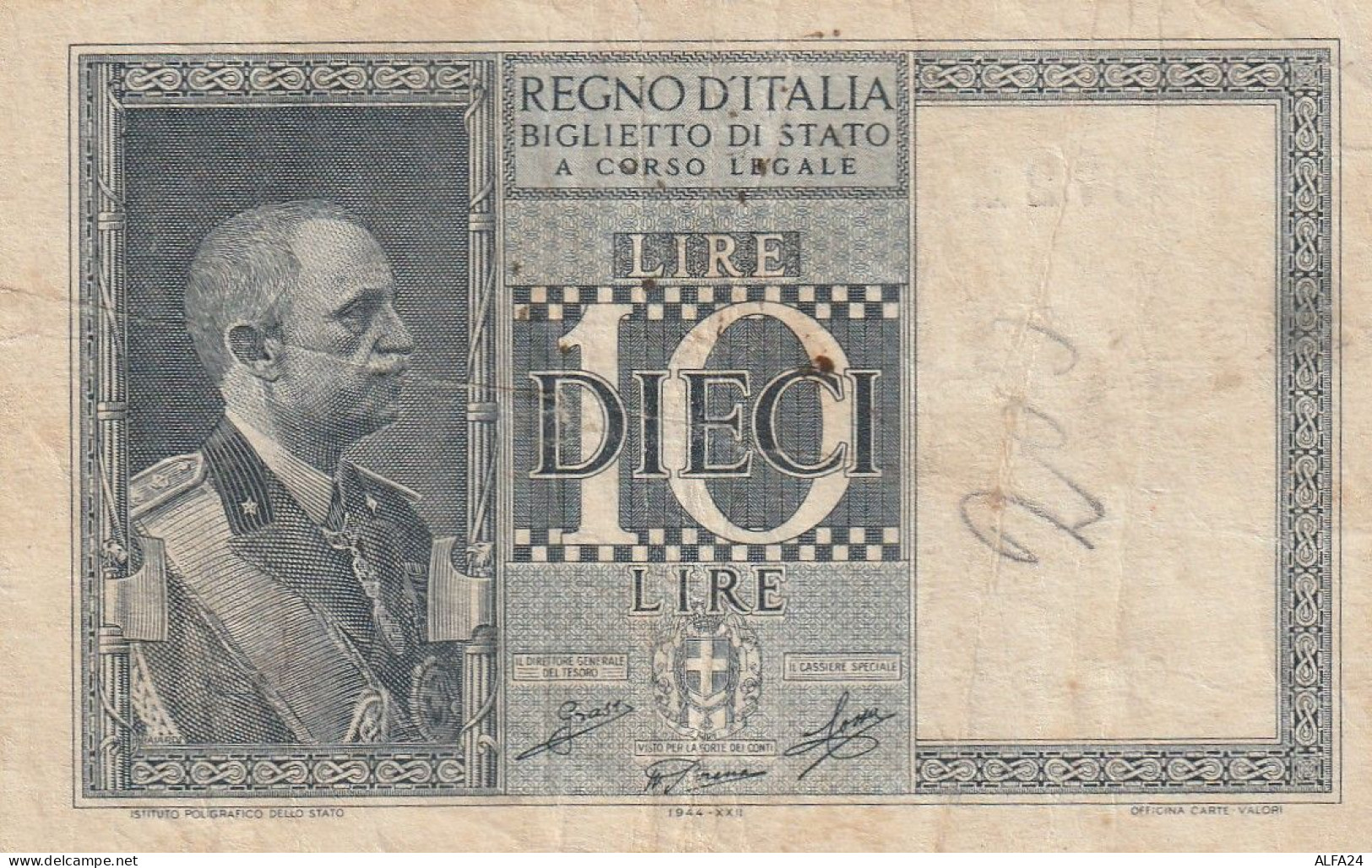 BANCONOTA ITALIA REGNO BIGLIETTO DI STATO LIRE 10 EF  (B_407 - Italië – 10 Lire