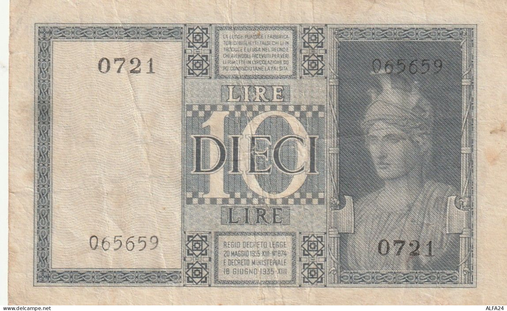 BANCONOTA ITALIA REGNO BIGLIETTO DI STATO LIRE 10 EF  (B_407 - Italia – 10 Lire