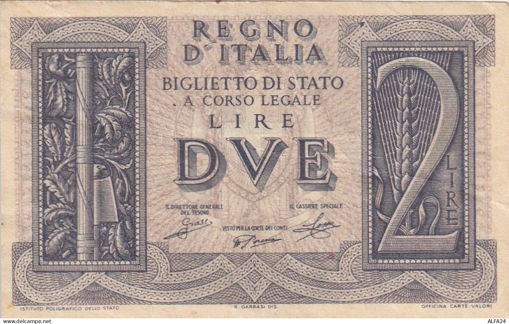 BANCONOTA ITALIA REGNO LIRE DUE BIGLIETTO DI STATO VF  (B_402 - Italia – 2 Lire