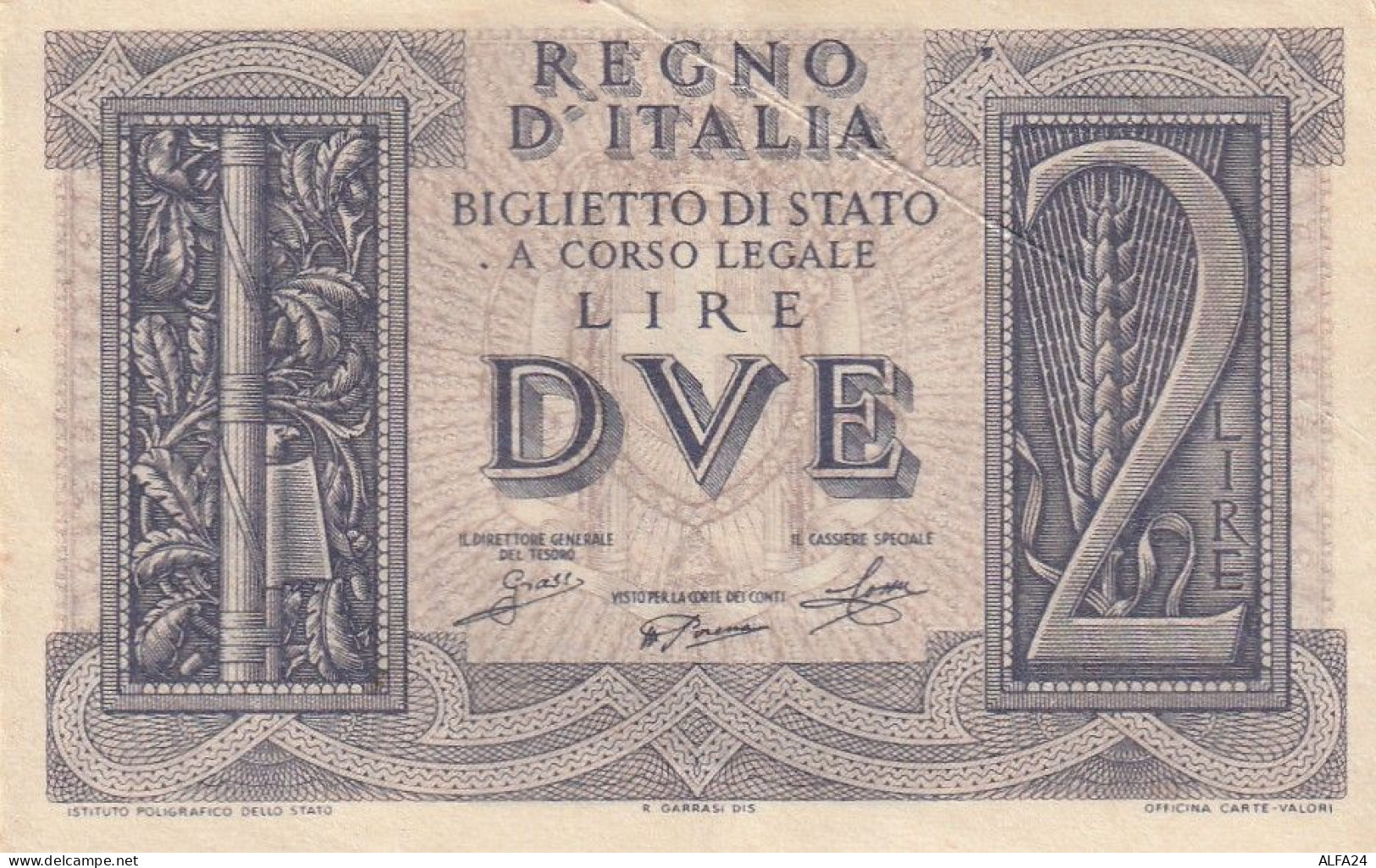 BANCONOTA ITALIA REGNO LIRE DUE BIGLIETTO DI STATO AUNC  (B_405 - Italia – 2 Lire