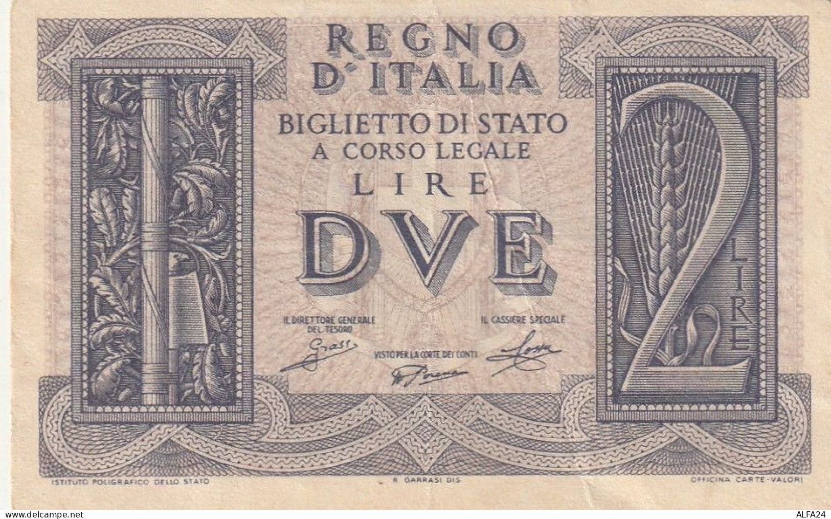 BANCONOTA ITALIA REGNO LIRE DUE BIGLIETTO DI STATO EF  (B_404 - Italië – 2 Lire