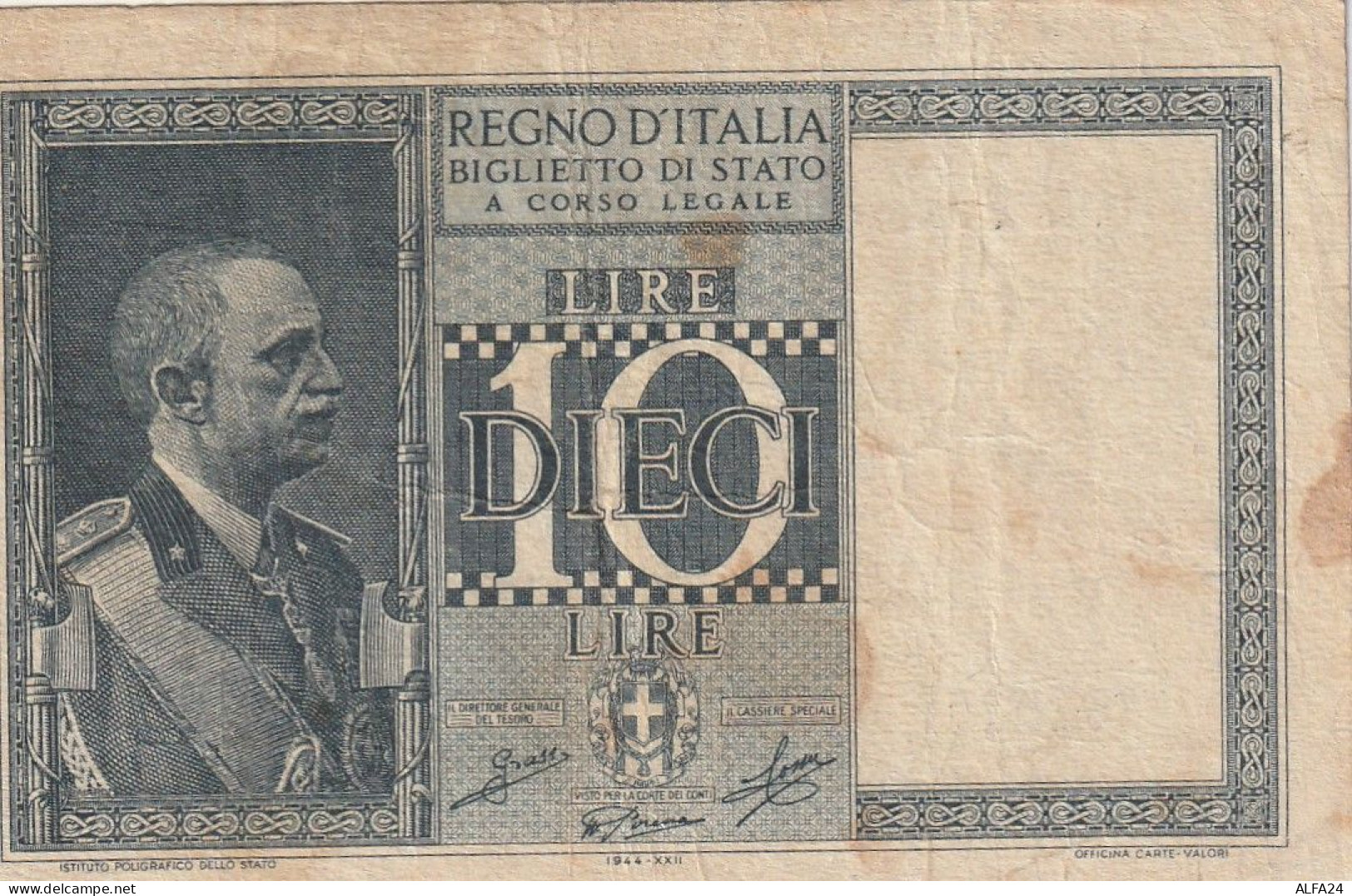 BANCONOTA ITALIA REGNO BIGLIETTO DI STATO LIRE 10 VF  (B_398 - Italia – 10 Lire