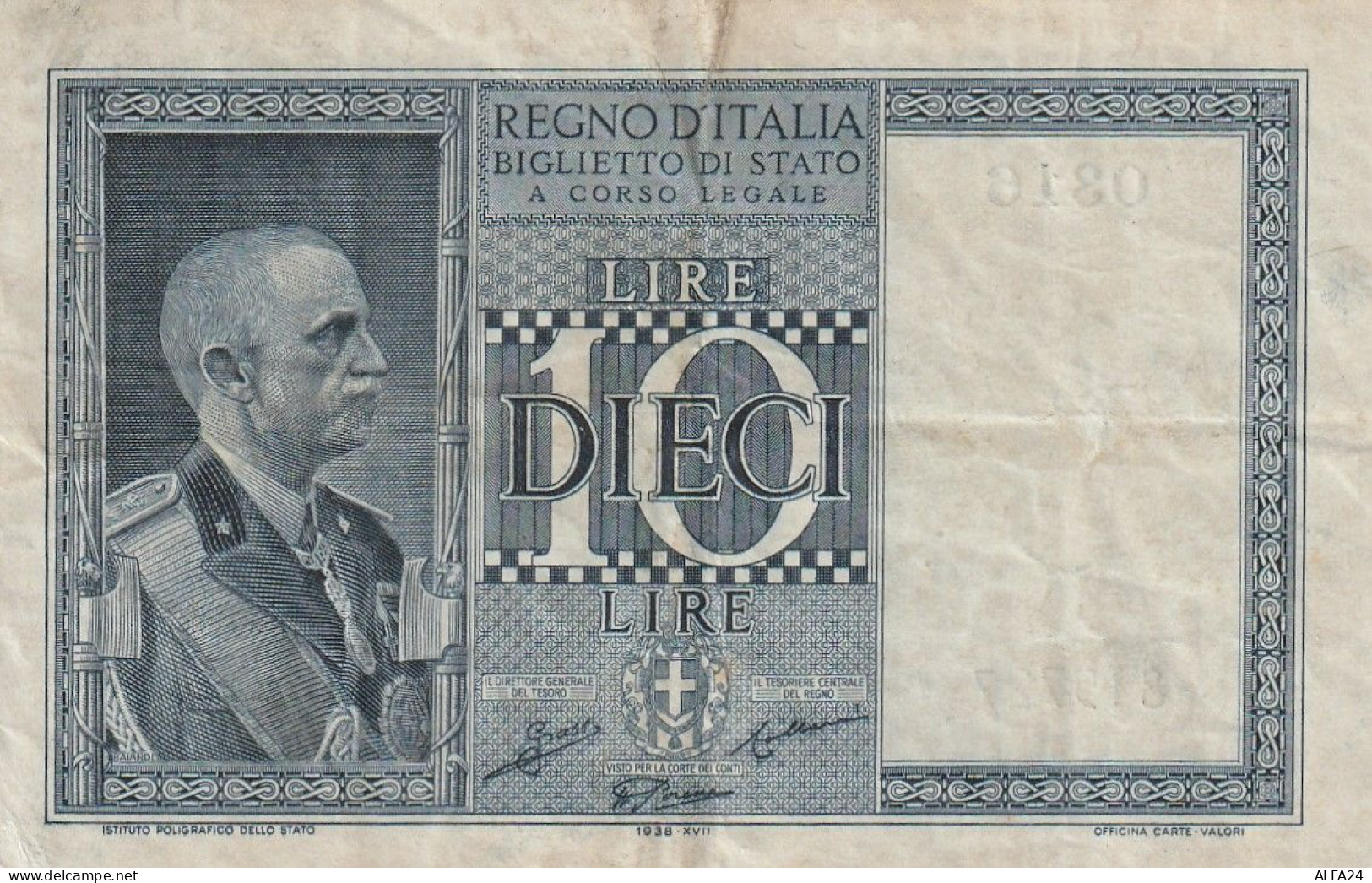 BANCONOTA ITALIA REGNO BIGLIETTO DI STATO LIRE 10 VF  (B_399 - Italia – 10 Lire