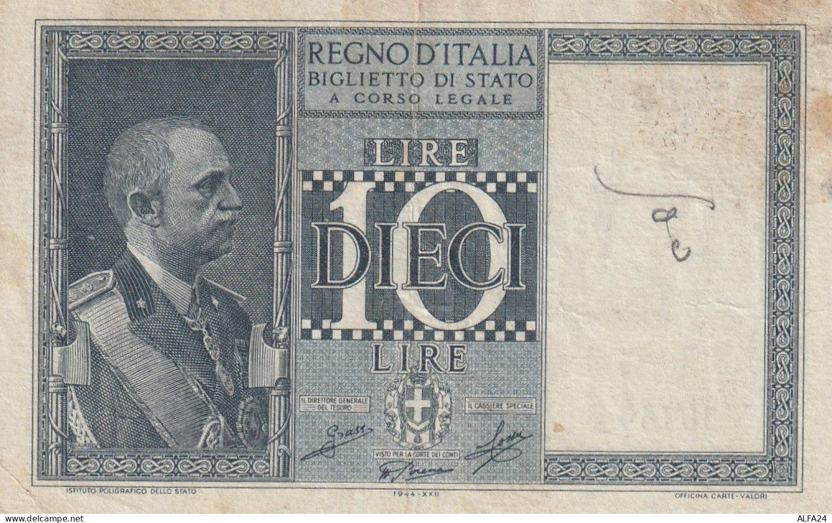 BANCONOTA ITALIA REGNO BIGLIETTO DI STATO LIRE 10 VF  (B_397 - Italia – 10 Lire