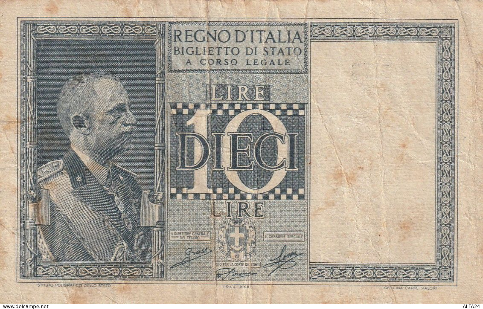 BANCONOTA ITALIA REGNO BIGLIETTO DI STATO LIRE 10 VF  (B_396 - Italië – 10 Lire