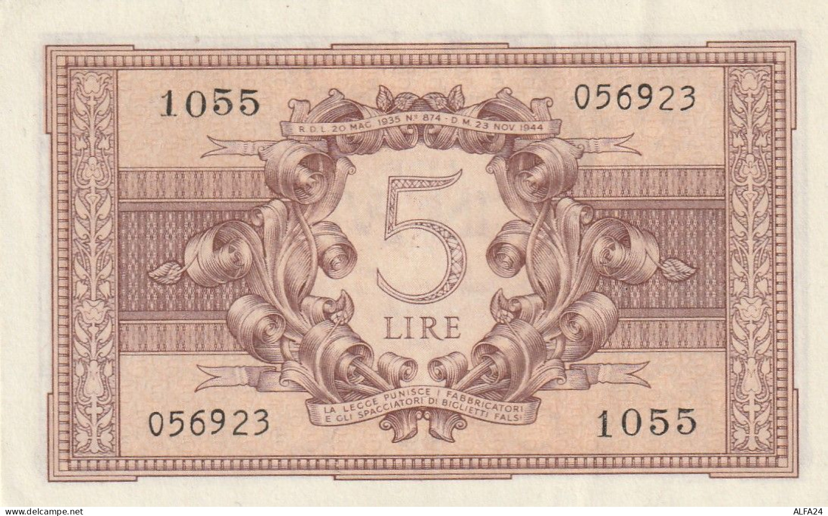 BANCONOTA ITALIA REGNO BIGLIETTO DI STATO LIRE 5 UNC  (B_389 - Italia – 5 Lire