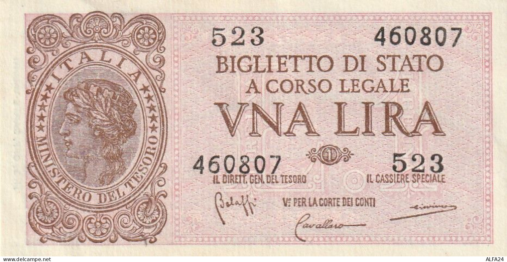 BANCONOTA BIGLIETTO DI STATO ITALIA 1 LIRA EF  (B_367 - Italia – 1 Lira