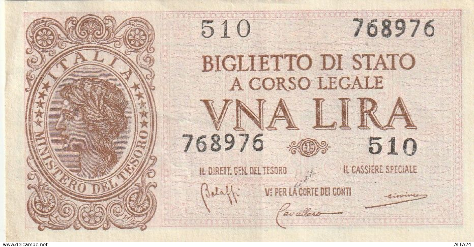 BANCONOTA BIGLIETTO DI STATO ITALIA 1 LIRA EF  (B_366 - Italië – 1 Lira