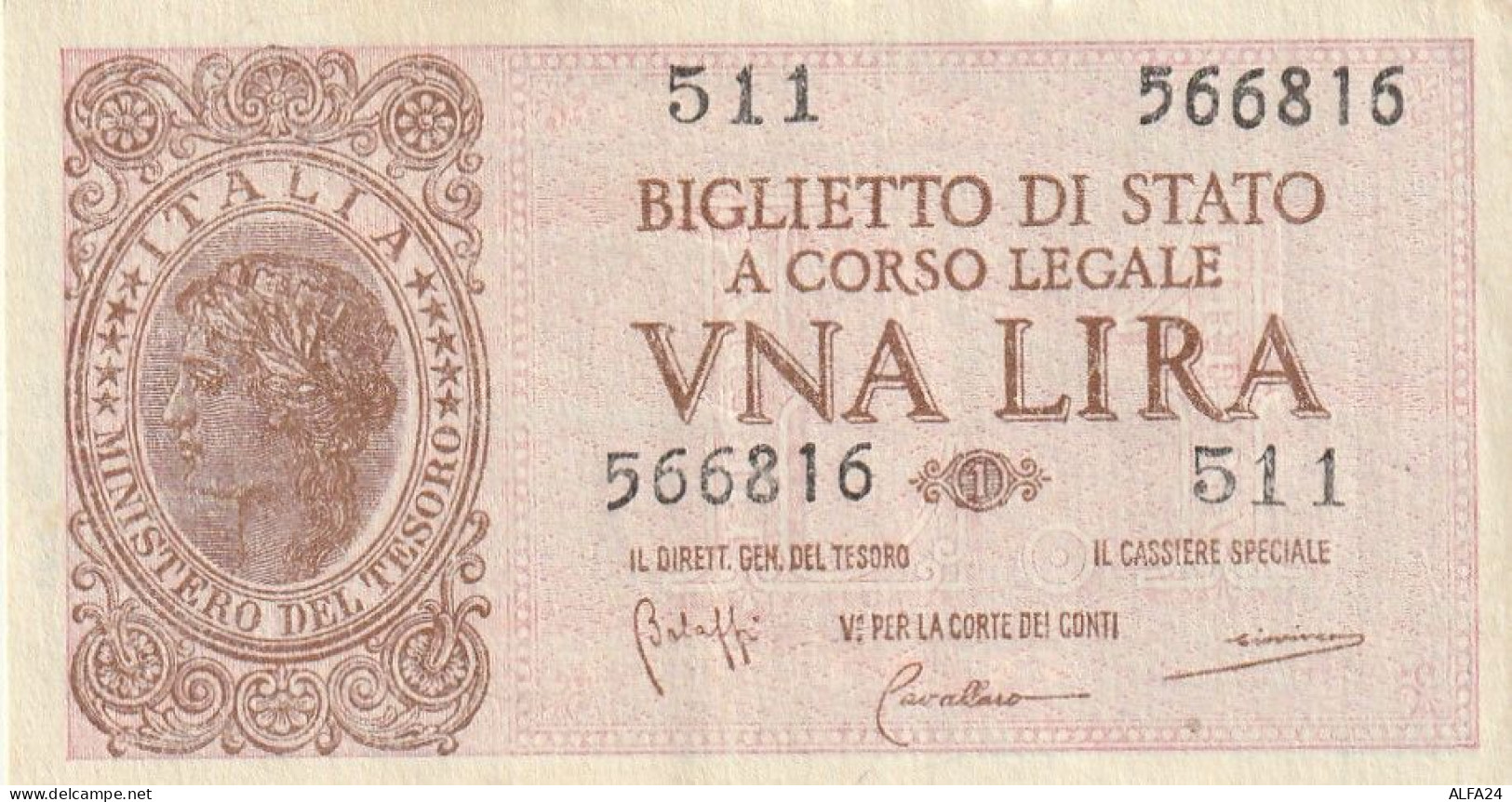 BANCONOTA BIGLIETTO DI STATO ITALIA 1 LIRA UNC  (B_359 - Italia – 1 Lira