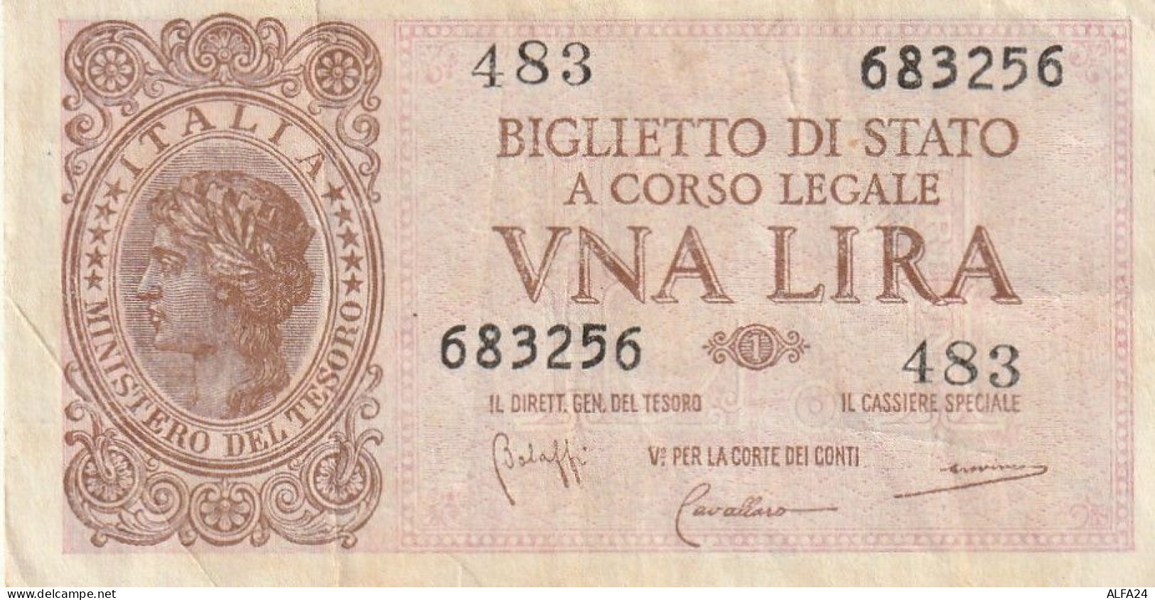 BANCONOTA BIGLIETTO DI STATO ITALIA 1 LIRA VF  (B_363 - Italië – 1 Lira