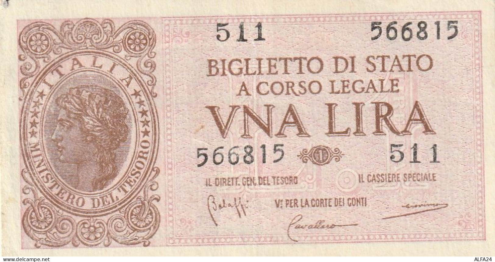BANCONOTA BIGLIETTO DI STATO ITALIA 1 LIRA UNC  (B_358 - Italië – 1 Lira