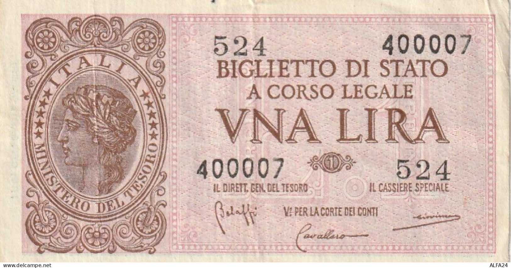 BANCONOTA BIGLIETTO DI STATO ITALIA 1 LIRA VF  (B_353 - Italië – 1 Lira