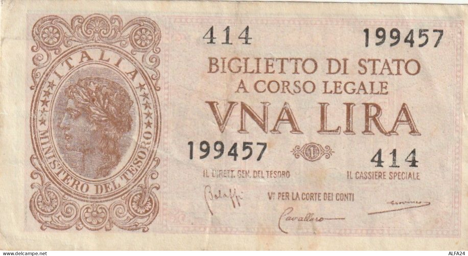 BANCONOTA BIGLIETTO DI STATO ITALIA 1 LIRA VF  (B_356 - Italia – 1 Lira